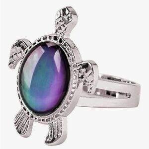 Silver Sea Turtle Mood Ring with Stone